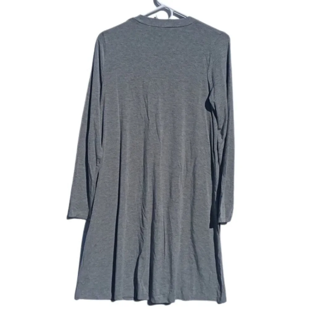 Medium J. Crew Mock Neck Gray Jersey Long Sleeve Swing Sweater Dress Pockets